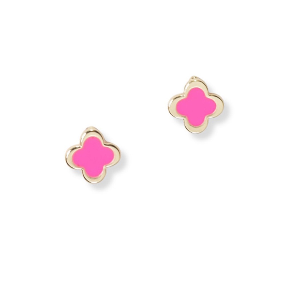 Hot pink clover earring